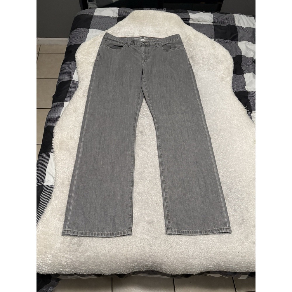 Eddie Bauer Men's Gray Straight Denim Jeans Size 35x32 Cotton Pants
